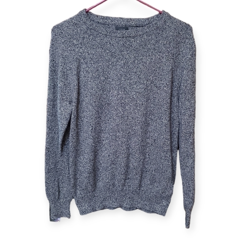 Women's J. Crew Pullover Knit Sweater Solid Gray Scoop Neck Cotton Size Small